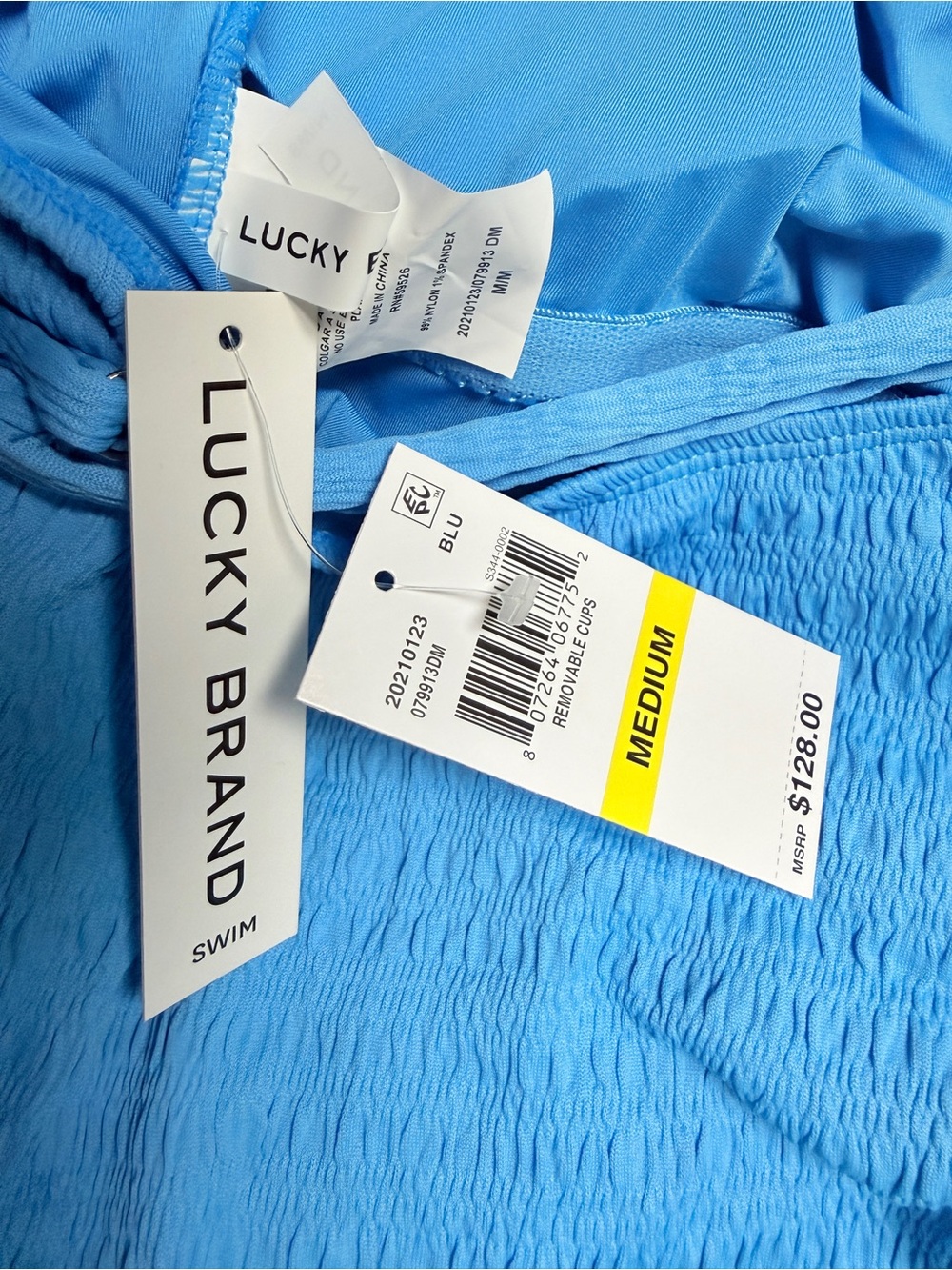 Lucky Brand Swim One-Shoulder Bright Blue Swimsuit - Women’s Medium - Picture 4 of 7